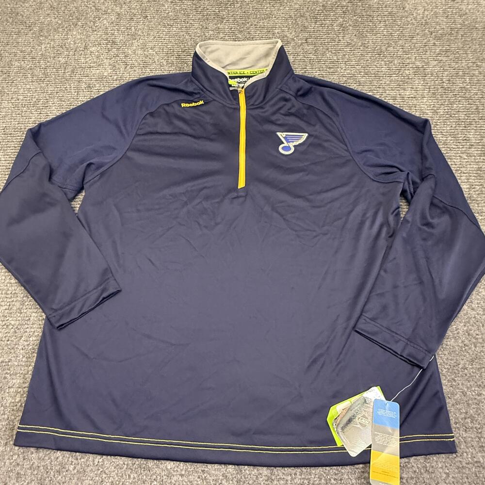 St Louis Blues Pullover Mens 2XL Center Ice Hockey Reebok PlayDry Quarter Zip